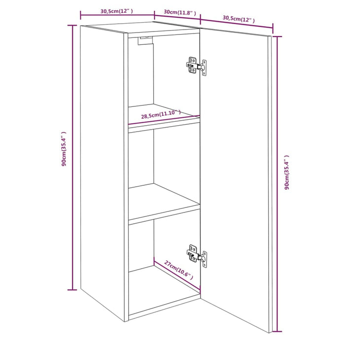 Mobile TV Grigio Sonoma 30,5x30x90 cm in Legno Multistrato