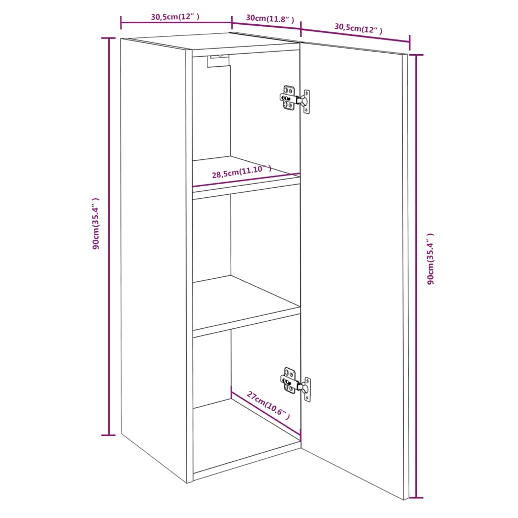 Mobile TV Rovere Marrone 30,5x30x90 cm in Legno Ingegnerizzato