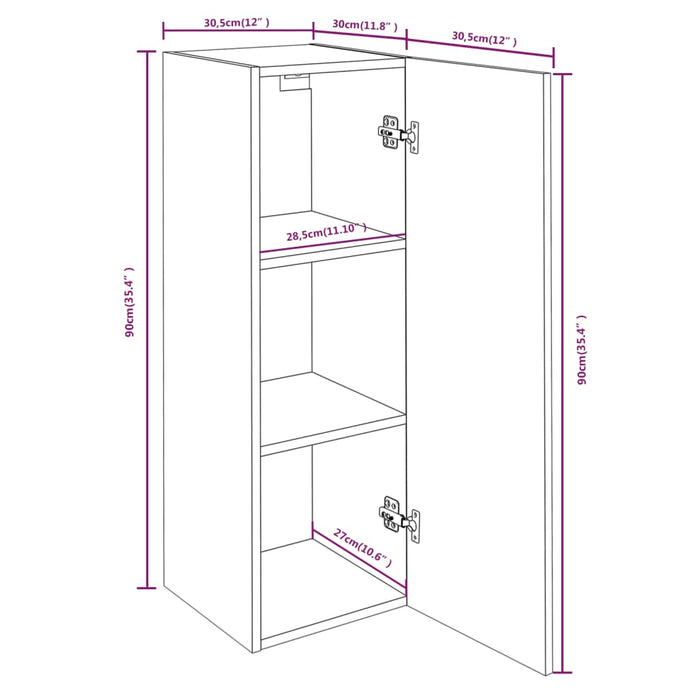 Mobile TV Rovere Marrone 30,5x30x90 cm in Legno Ingegnerizzato