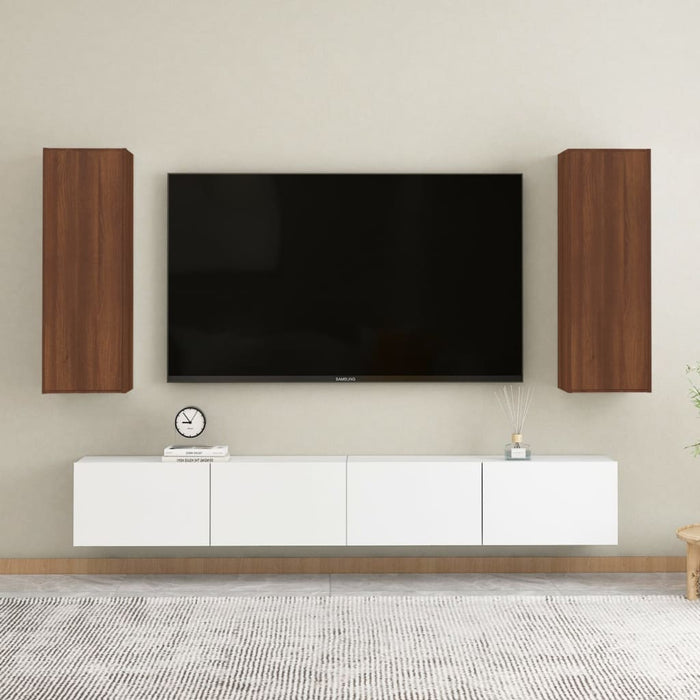 Mobili TV 2 pz Rovere Marrone 30,5x30x90cm in Legno Multistrato 815752