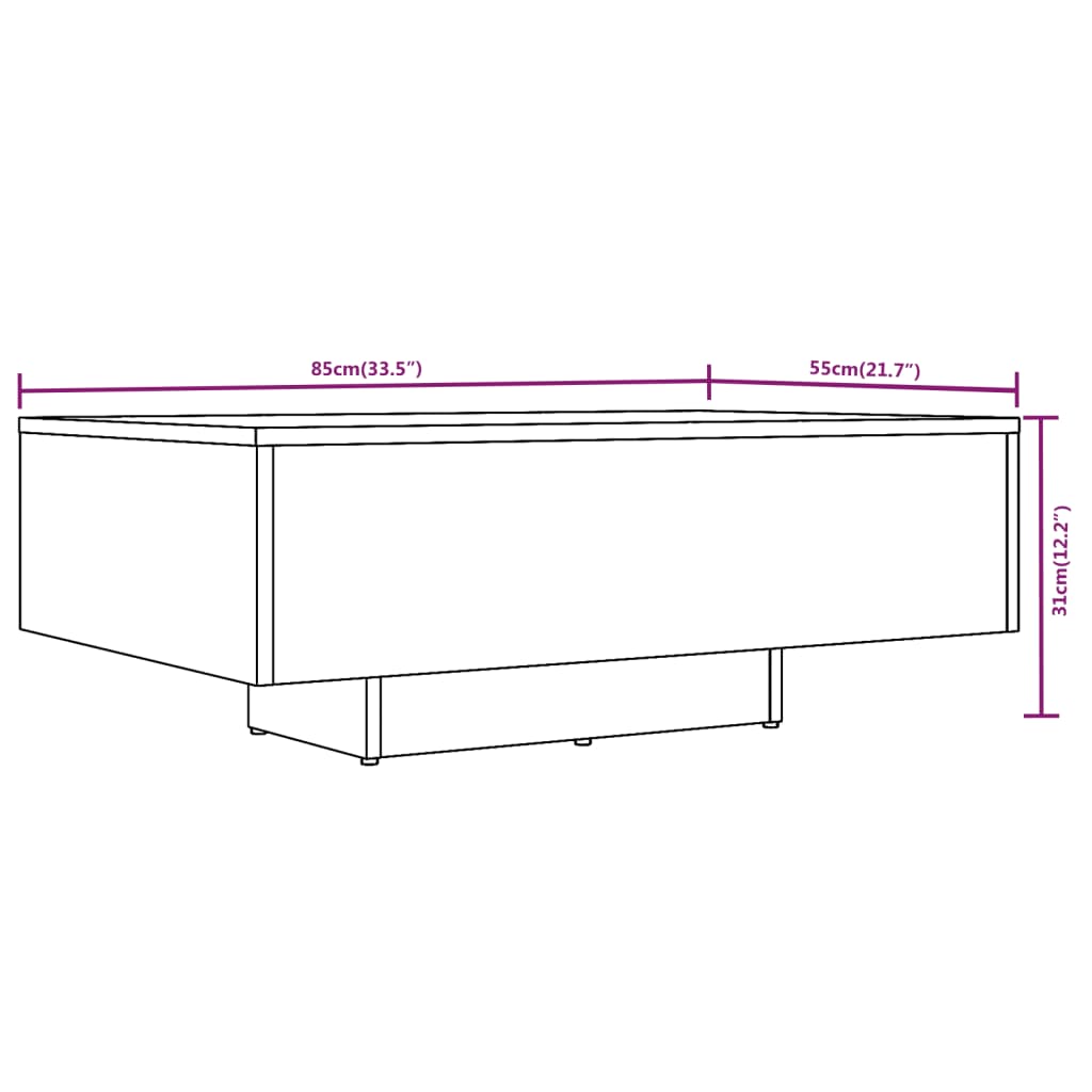 Tavolino da Salotto Rovere Marrone 85x55x31cm Legno Multistrato cod mxl 7864