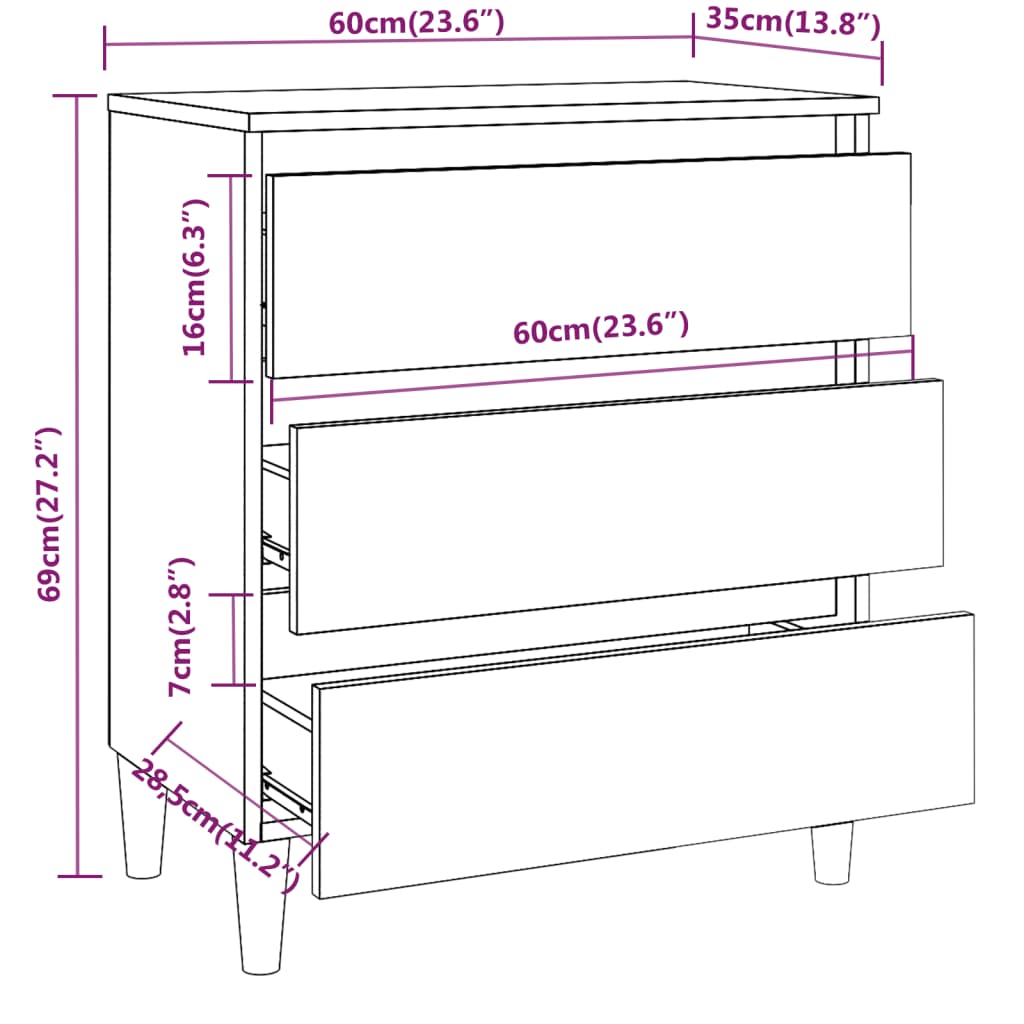 Credenza Rovere Fumo 60x35x69 cm in Legno Multistrato 815804