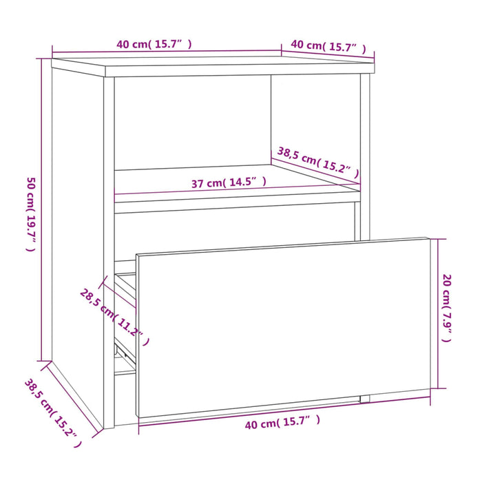 Comodini Rovere Fumo 2 pz 40x40x50 cm Legno Multistrato cod mxl 29958