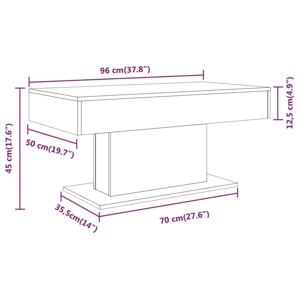 Tavolino da Salotto Grigio Sonoma 96x50x45 cm Legno Multistrato cod mxl 9396