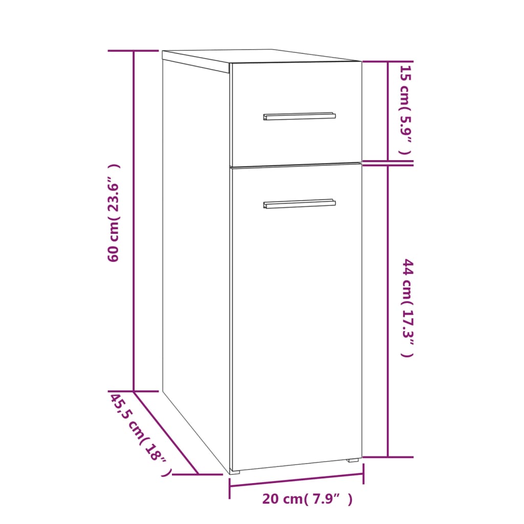 Mobile Farmacia Rovere Fumo 20x45,5x60 cm in Legno Multistrato