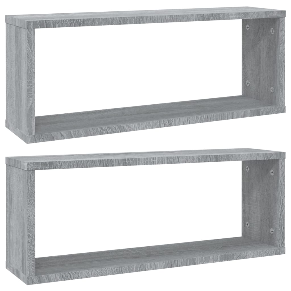 Mensole Cubo Muro 2 pz Grigio Sonoma 60x15x23 Legno Multistrato 815927