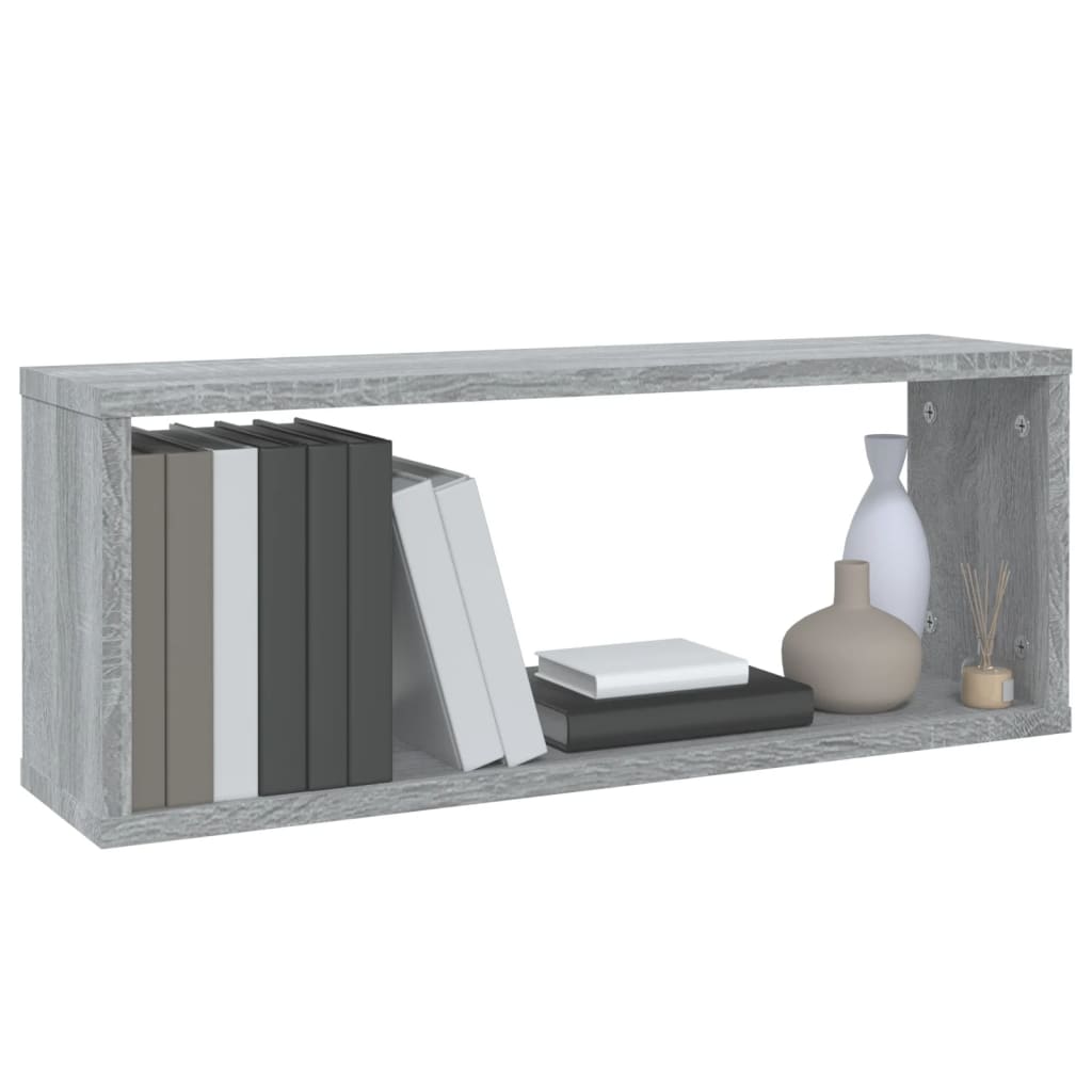 Mensole Cubo Muro 2 pz Grigio Sonoma 60x15x23 Legno Multistrato