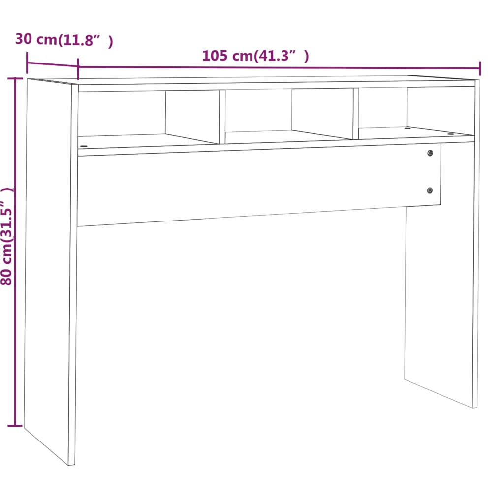 Tavolino Consolle Rovere Fumo 105x30x80 cm in Legno Multistrato cod mxl 22925