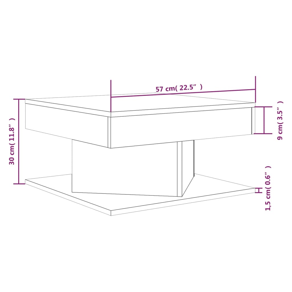 Tavolino da Salotto Grigio Sonoma 57x57x30 cm Legno Multistrato cod mxl 9810