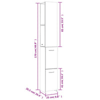 Armadietto Bagno Rovere Fumo 25x25x170 cm Legno Ingegnerizzato cod mxl 22796