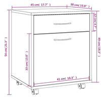 Armadietto con Ruote Grigio Sonoma 45x38x54cm Legno Multistrato cod mxl 46458