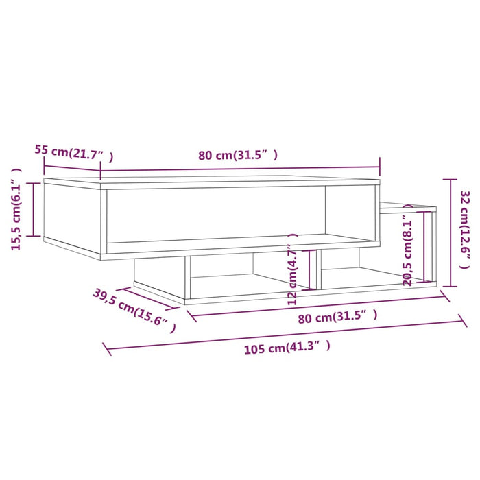 Tavolino Salotto Rovere Marrone 105x55x32 cm Legno Multistrato 815983