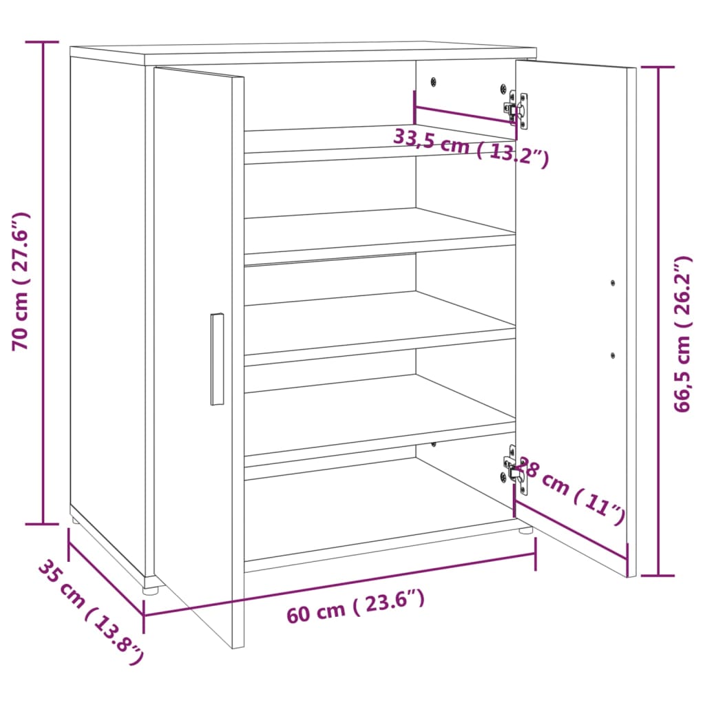 Scarpiera Grigio Sonoma 60x35x70 cm in Legno Multistrato 816009