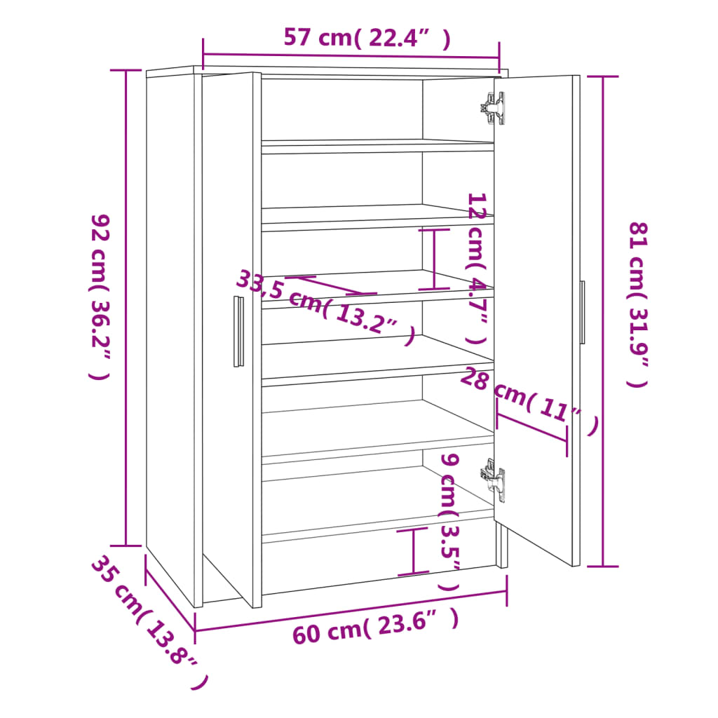 Scarpiera Grigio Sonoma 60x35x92 cm in Legno Multistrato cod mxl 52568