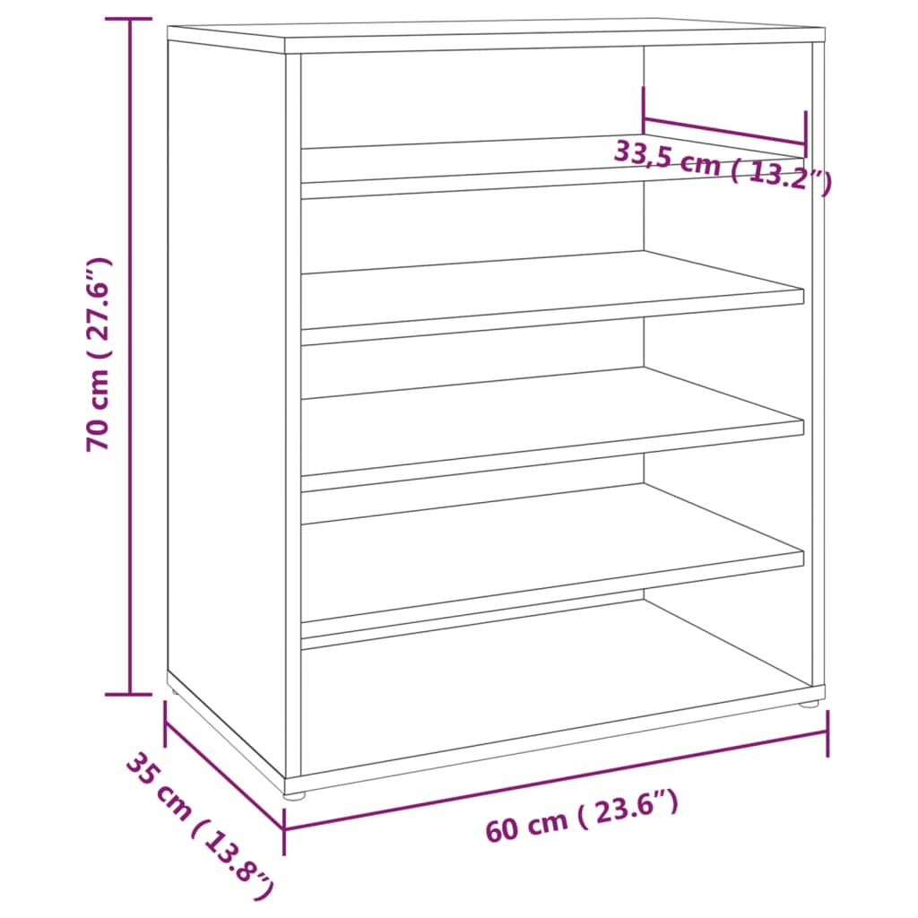 Scarpiera Rovere Fumo 60x35x70 cm in Legno Multistrato 816014