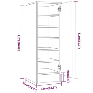 Scarpiera Grigio Sonoma 32x35x92 cm in Legno Multistrato 816018