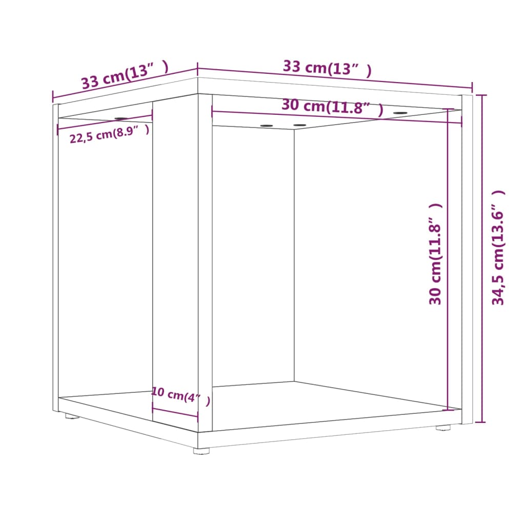 Tavolino Salotto Rovere Marrone 33x33x34,5 cm Legno Multistrato 816022