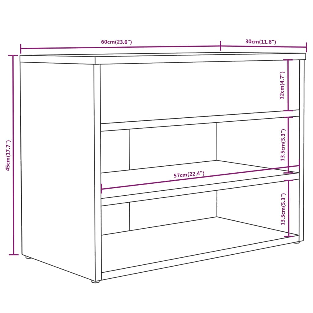 Scarpiera Grigio Sonoma 60x30x45 cm in Legno Multistrato cod mxl 40450