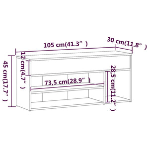 Scarpiera Grigio Sonoma 105x30x45 cm in Legno Multistrato 816057