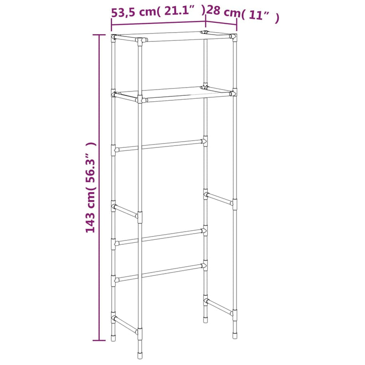 Rastrelliera per Bagno a 2 Livelli Nera 53,5x28x143 cm Ferro cod mxl 52257