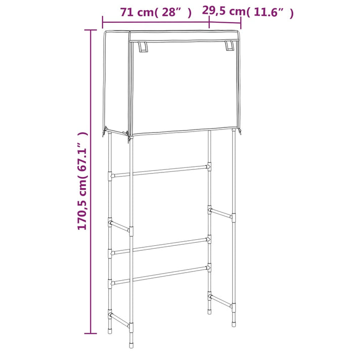 Rastrelliera per Lavatrice 2 Livelli Nera 71x29,5x170,5cm Ferro cod mxl 42205