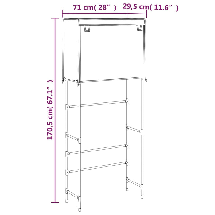 Rastrelliera Lavatrice 2 Livelli Grigia 71x29,5x170,5 cm Ferro cod mxl 40563