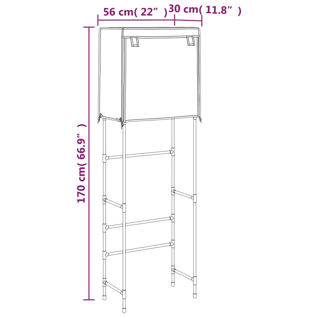 Rastrelliera per Bagno a 2 Livelli Nero 56x30x170 cm Ferro cod mxl 53084