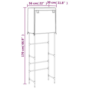 Rastrelliera per Bagno a 2 Livelli Grigia 56x30x170 cm Ferro 343141