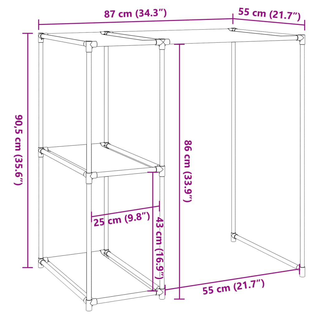 Rastrelliera per Lavatrice Nera 87x55x90,5 cm Ferro cod mxl 48435