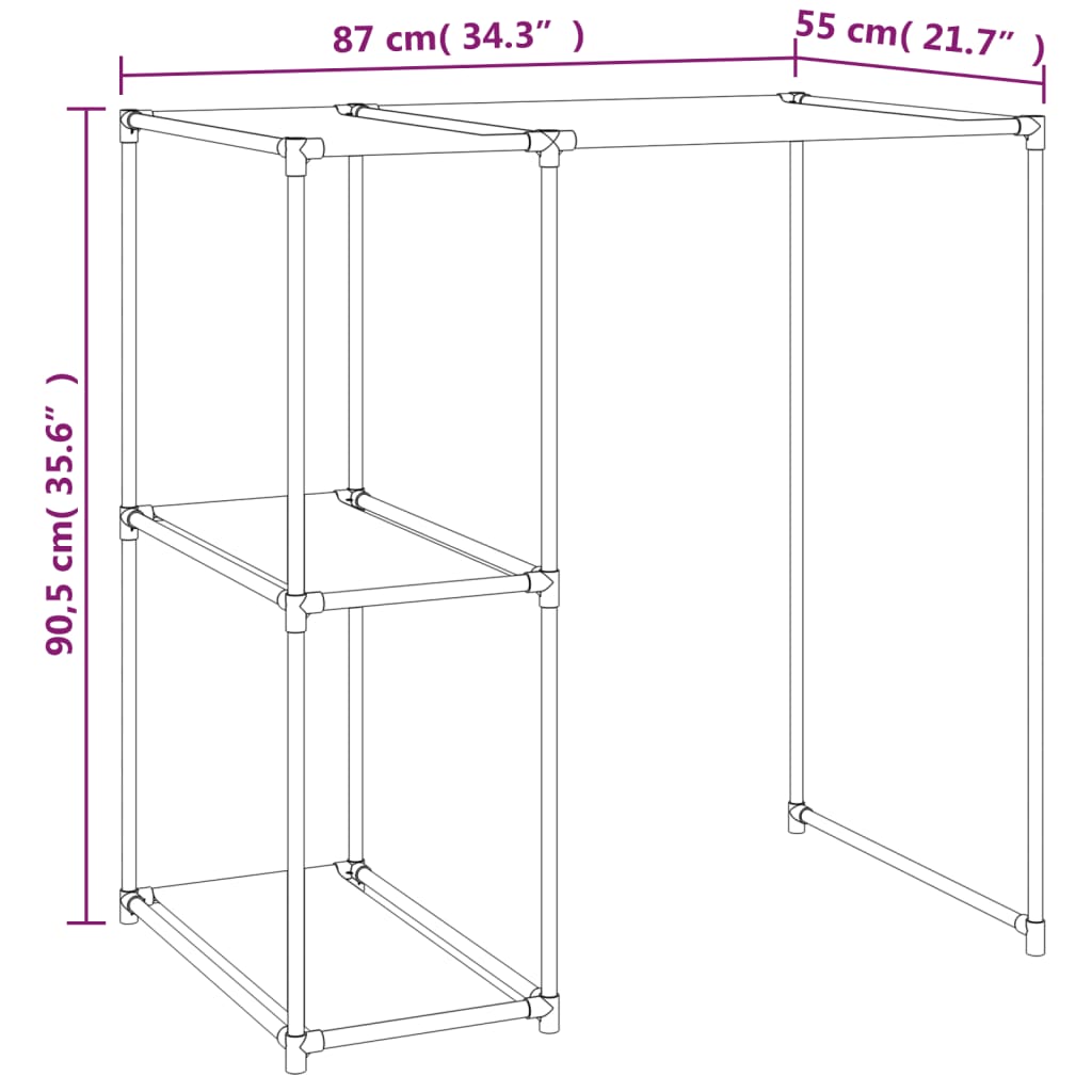 Rastrelliera per Lavatrice Nera 87x55x90,5 cm Ferro 343145