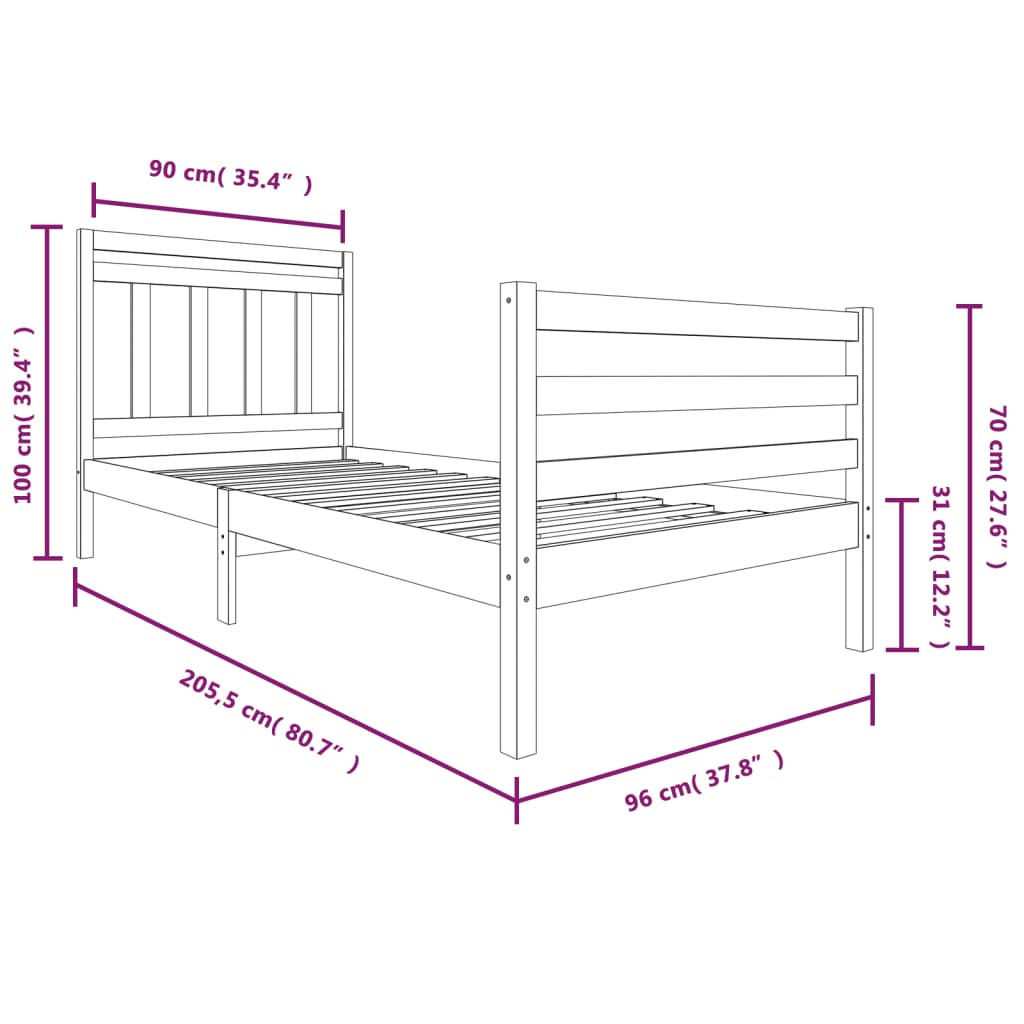 Giroletto in Legno Massello 90x200 cm 3100639