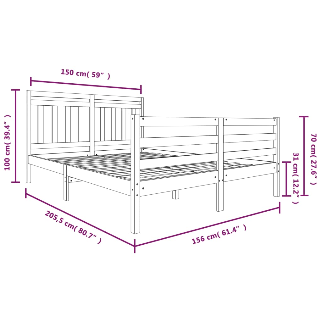 Giroletto in Legno Massello 150x200 cm 5FT King Size cod mxl 54022