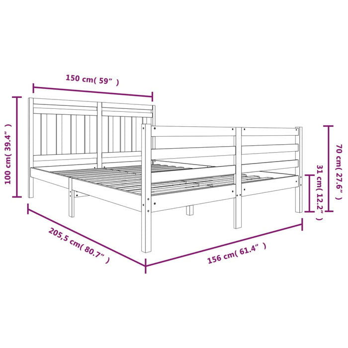 Giroletto in Legno Massello 150x200 cm 5FT King Size cod mxl 54022