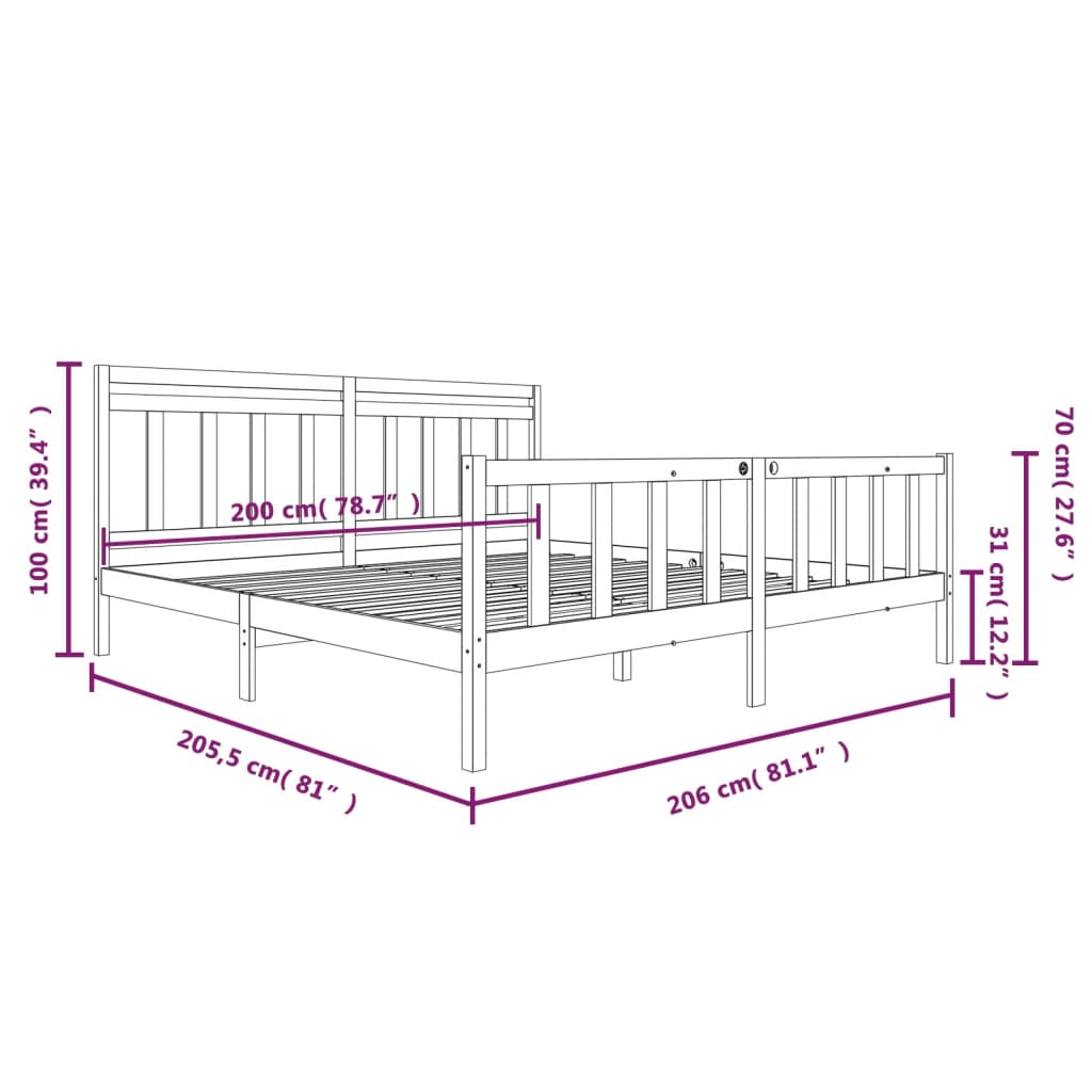 Giroletto Grigio in Legno Massello di Pino 200x200 cm 3100980