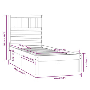 Giroletto 90x190 cm Single in Legno Massello di Pino 3100988