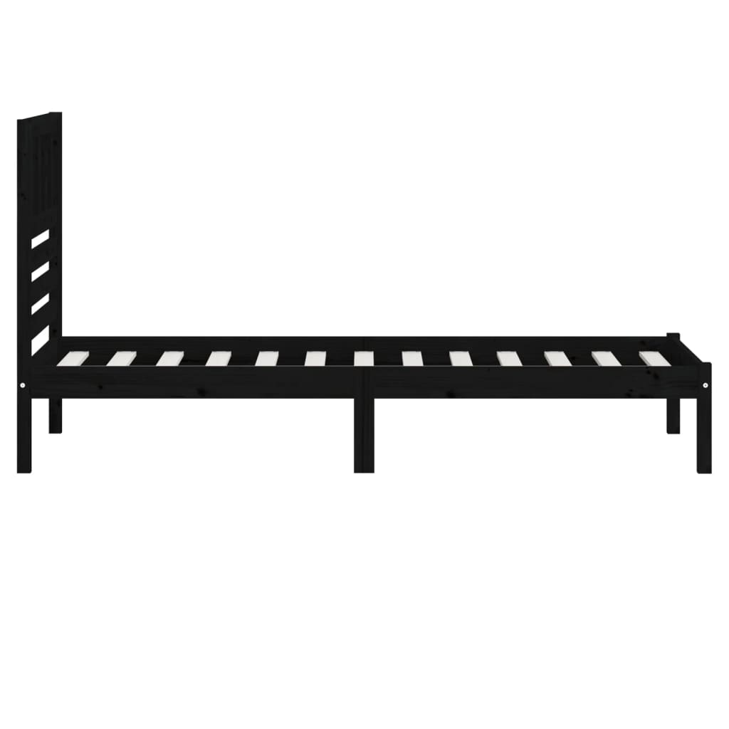 Giroletto Nero in Legno Massello di Pino 90x190 cm 3FT Singolo 3100992