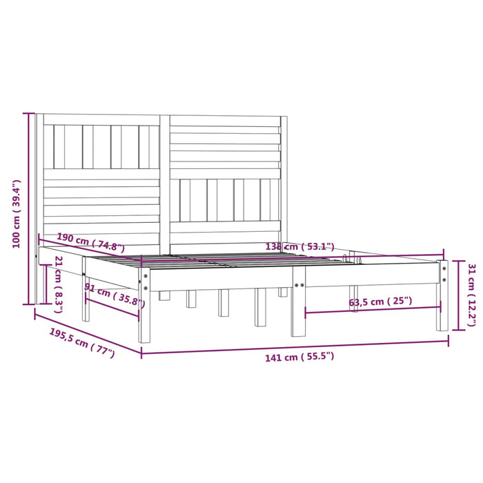 Giroletto 135x190 cm Double in Legno Massello di Pino 3100998