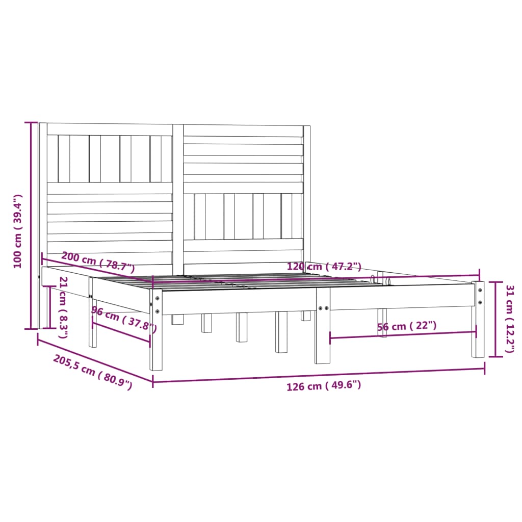 Giroletto Grigio in Legno Massello di Pino 120x200 cm cod mxl 53960