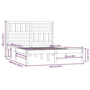 Giroletto Bianco 150x200 cm King Size in Legno Massello di Pino 3101029