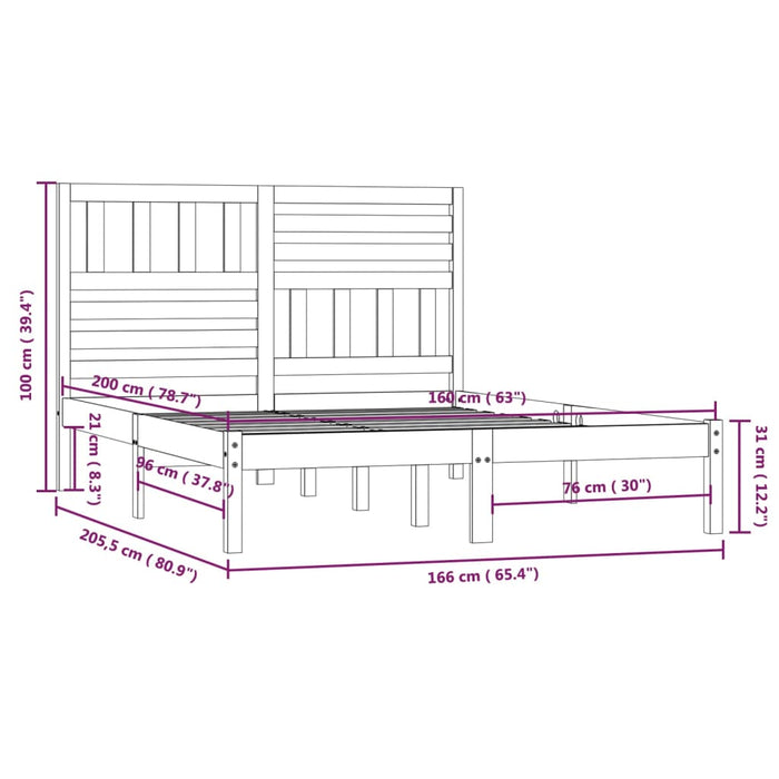 Giroletto Grigio in Legno Massello di Pino 160x200 cm cod mxl 59976