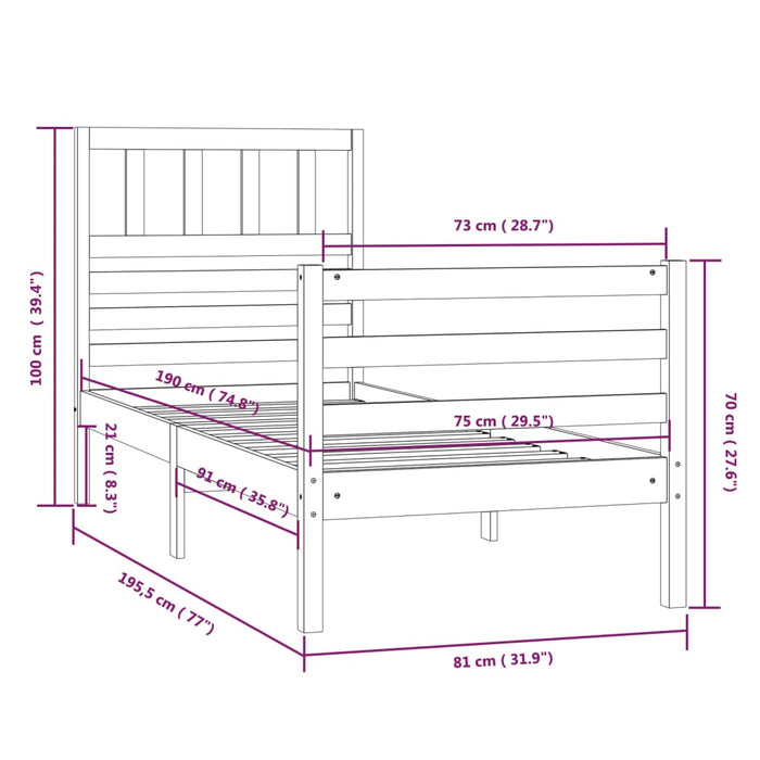 Giroletto 75x190 cm Small Single in Legno Massello 3101048