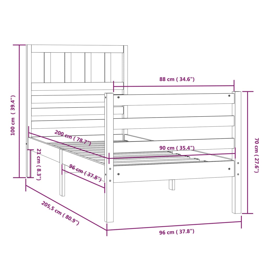 Giroletto in Legno Massello 90x200 cm cod mxl 63742