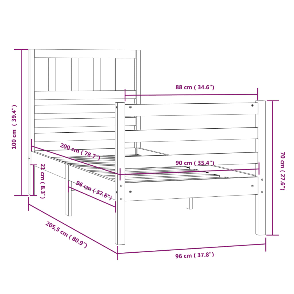 Giroletto in Legno Massello di Pino Bianco 90x200 cm cod mxl 58112