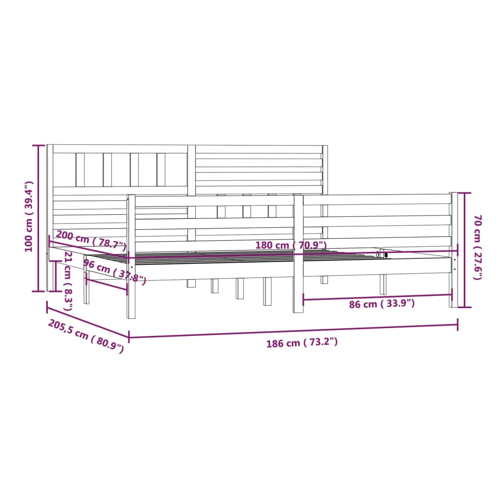 Giroletto 180x200 cm Super King in Legno Massello 3101103