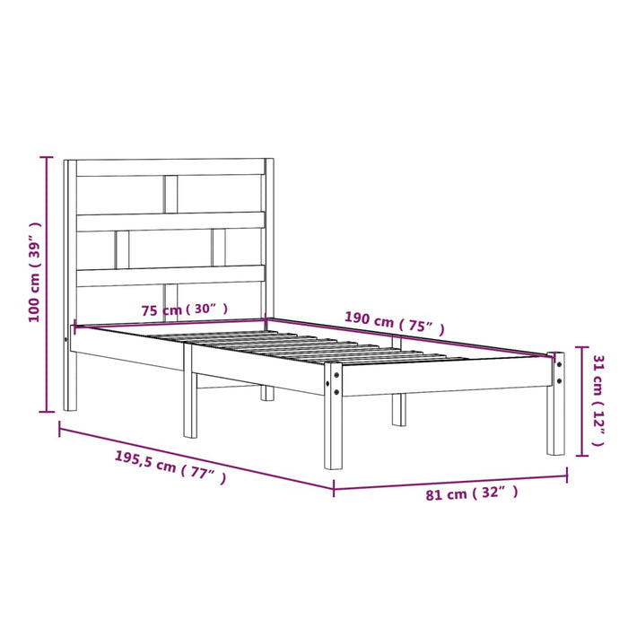 Giroletto in Legno Massello 75x190 cm 2FT6 Small Single cod mxl 57208