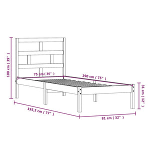 Giroletto Bianco 75x190 cm Small Single in Legno Massello 3101179