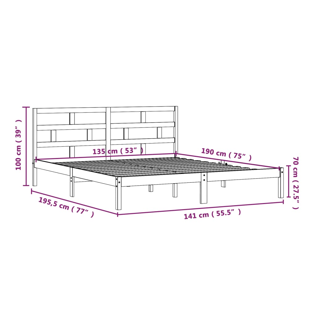 Giroletto Grigio in Legno Massello 135x190 cm 4FT6 Double cod mxl 31999