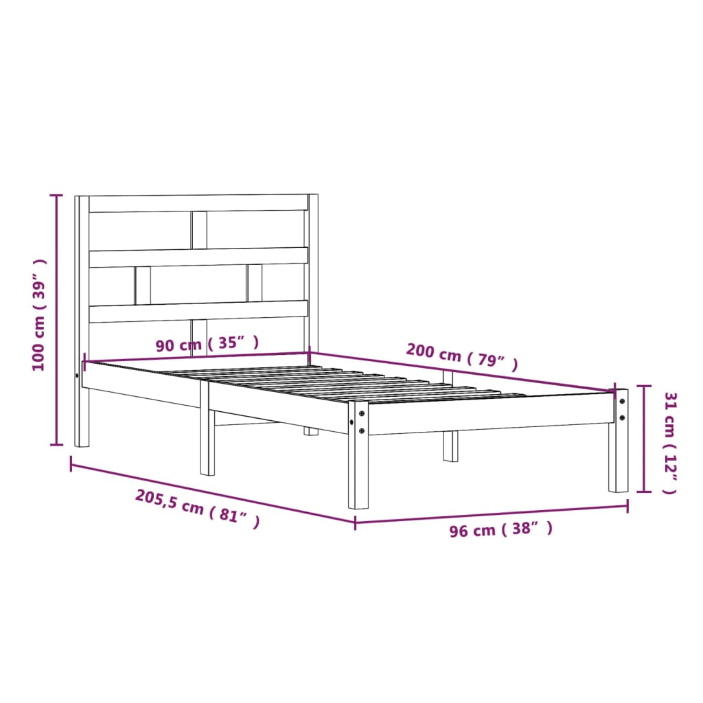 Giroletto in Legno Massello di Pino 90x200 cm cod mxl 65002