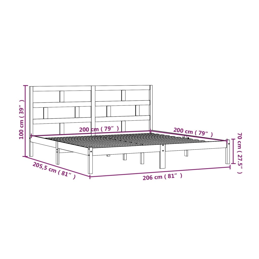 Giroletto Bianco in Legno Massello di Pino 200x200 cm 3101239