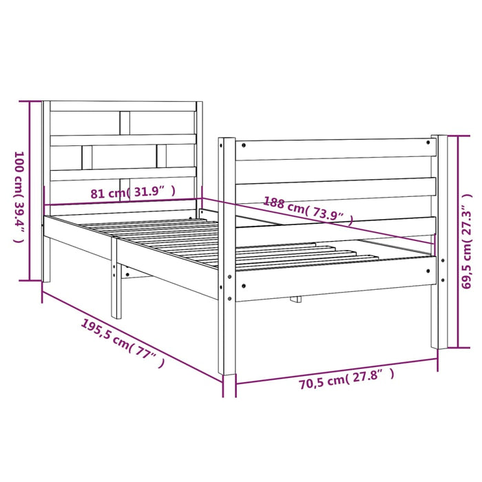 Giroletto 75x190 cm Small Single in Legno Massello 3101243